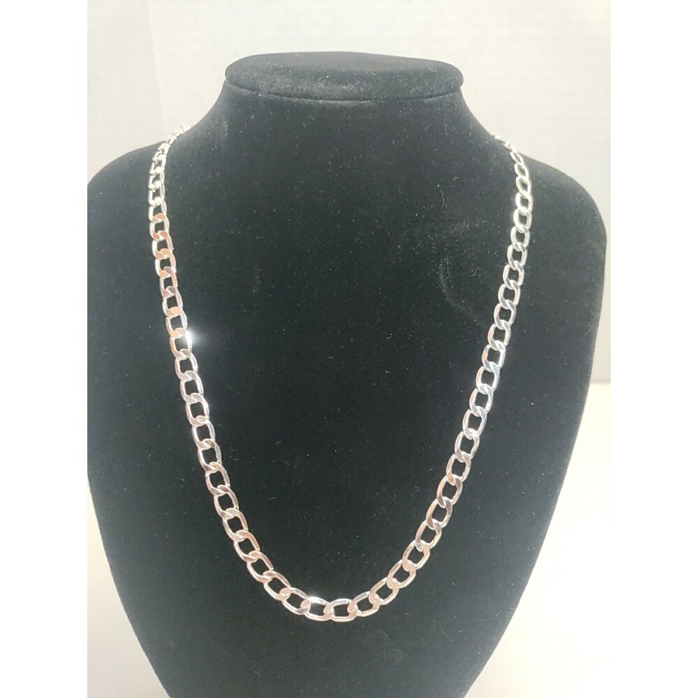 925 Silver Curb Chain 18 Inch - Picture 2 of 4